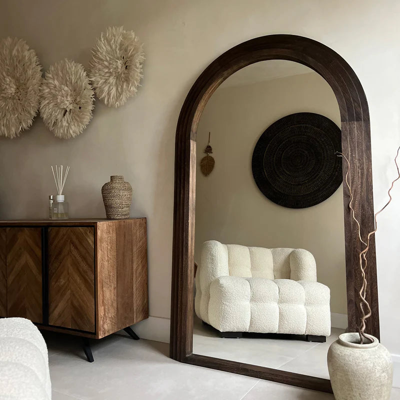 Spiegel Arche Luciana aus verbranntem Holz 180 x 110 cm
