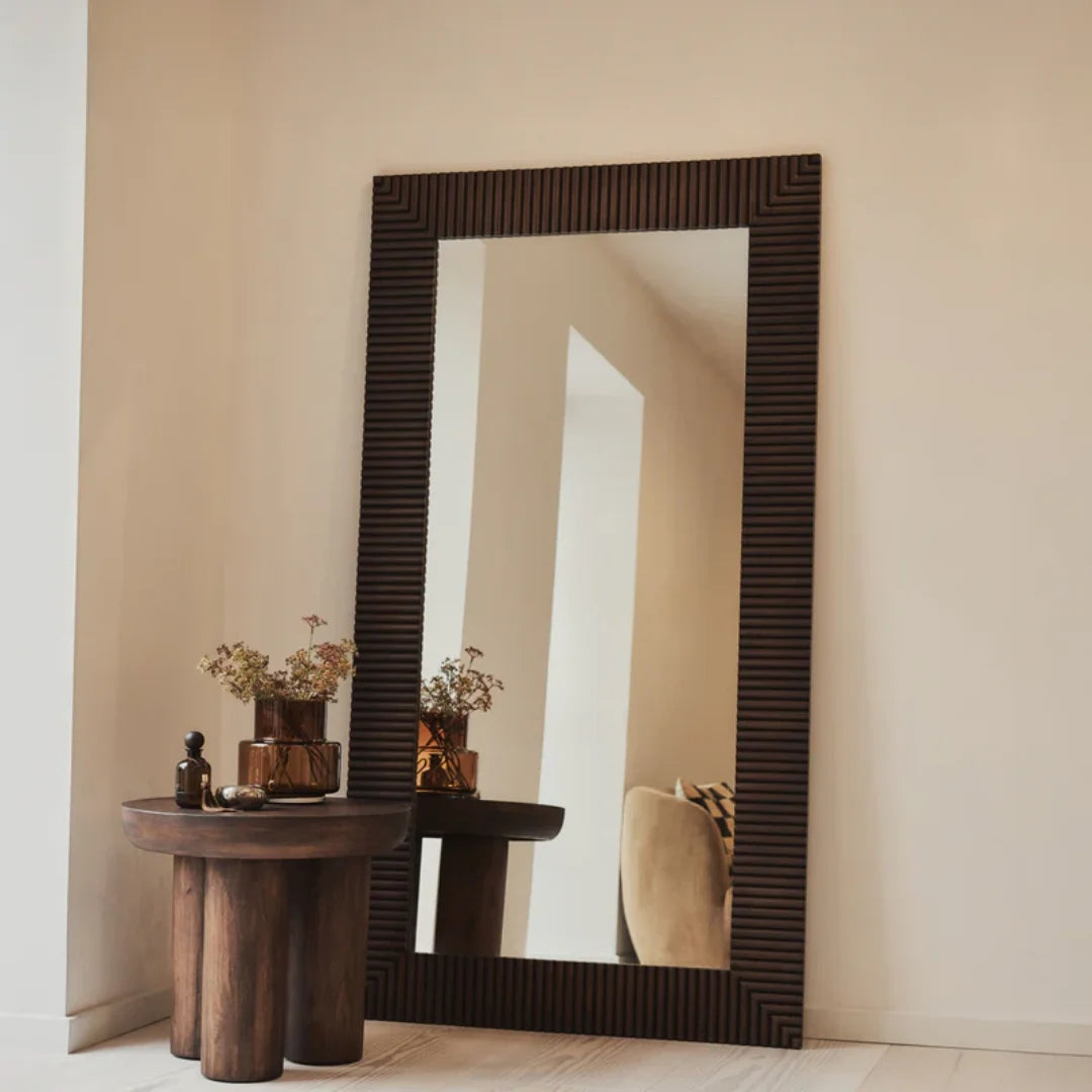 Sloane Rechteckiger Wandspiegel aus dunklem Mangoholz, 190 cm